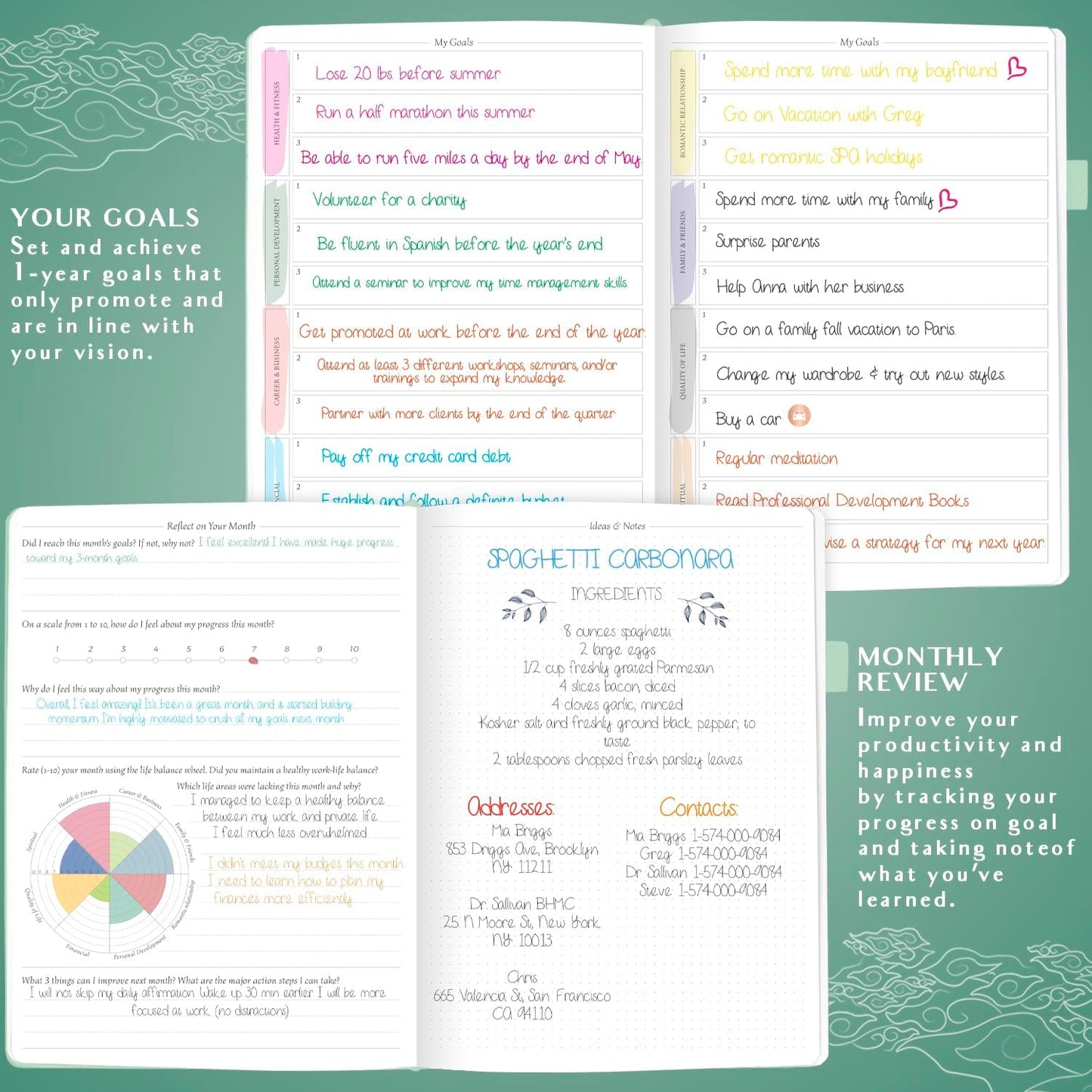 Legend Planner PRO Hourly Schedule - Weekly & Daily Organizer with Time Slots. Appointment Book Journal for Work & Personal, A4 (Aquamarine)