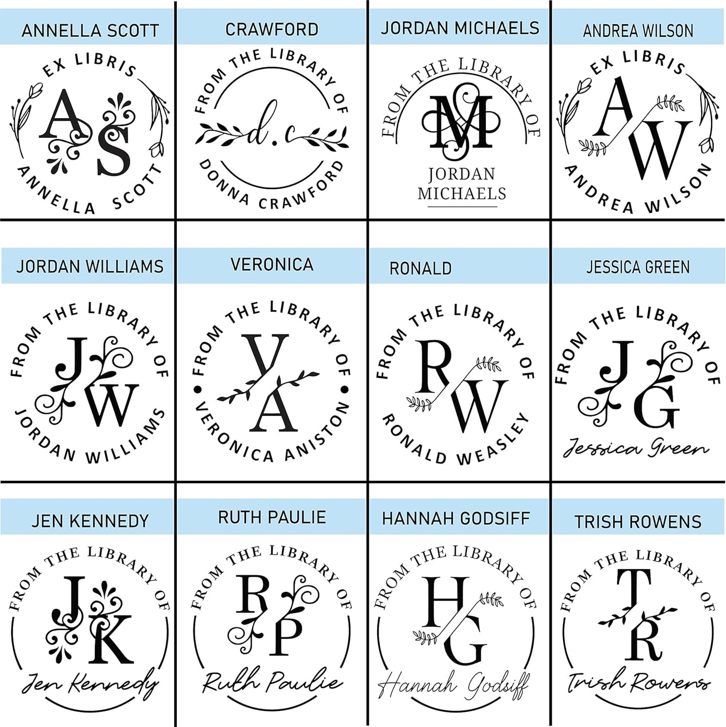 Butterfly Design, Monogram, Animals and Flowers. Custom Book Seal embossers Personalized Gift from The Library Book Belongs to Classroom