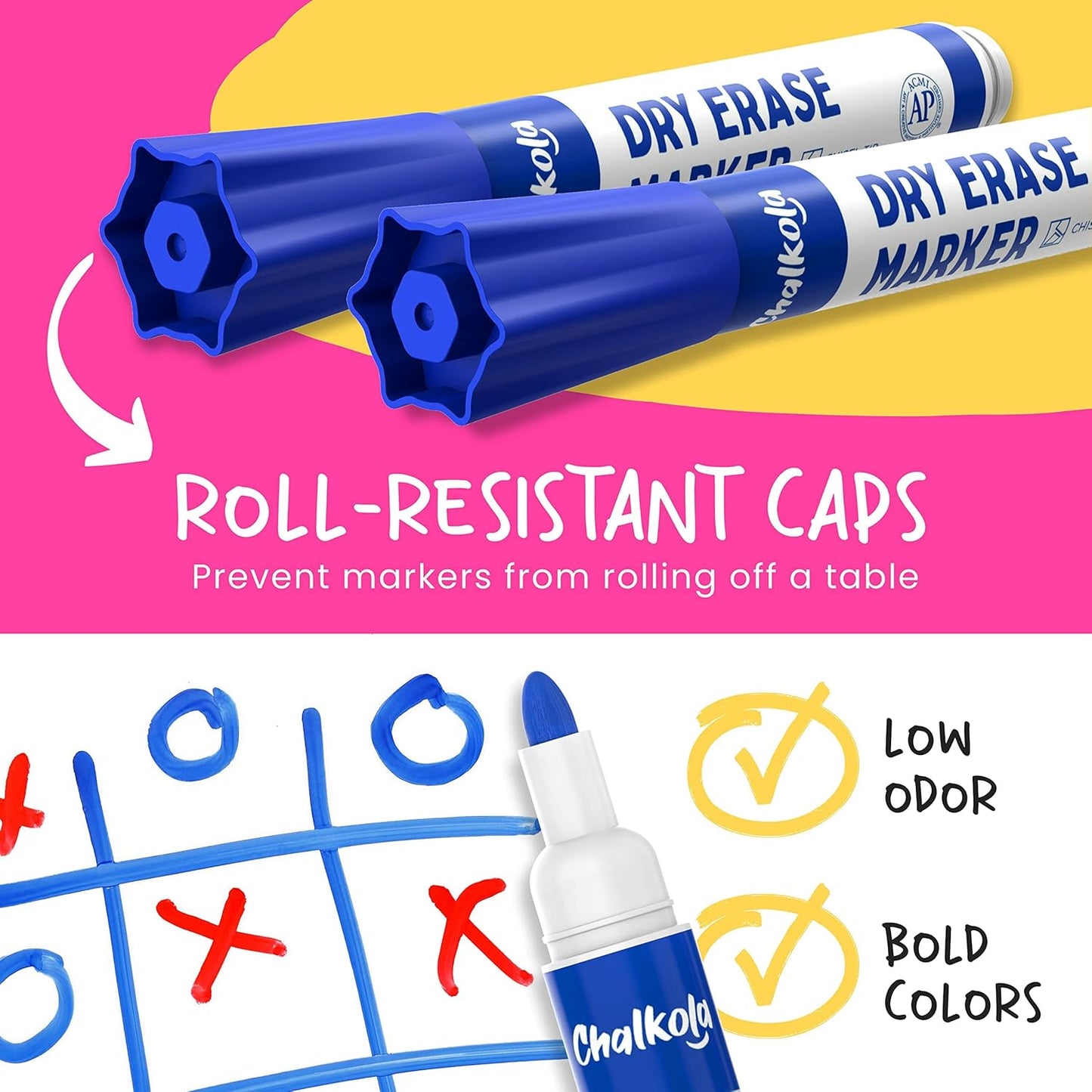 Chalkola Dry Erase Markers Fine Tip Bulk Pack of 60, Thin Point White Board Pens Dry Erase Pens - Non toxic, Low odor Whiteboard Markers for Kids, Teachers, Home, Office & Back to School Supplies