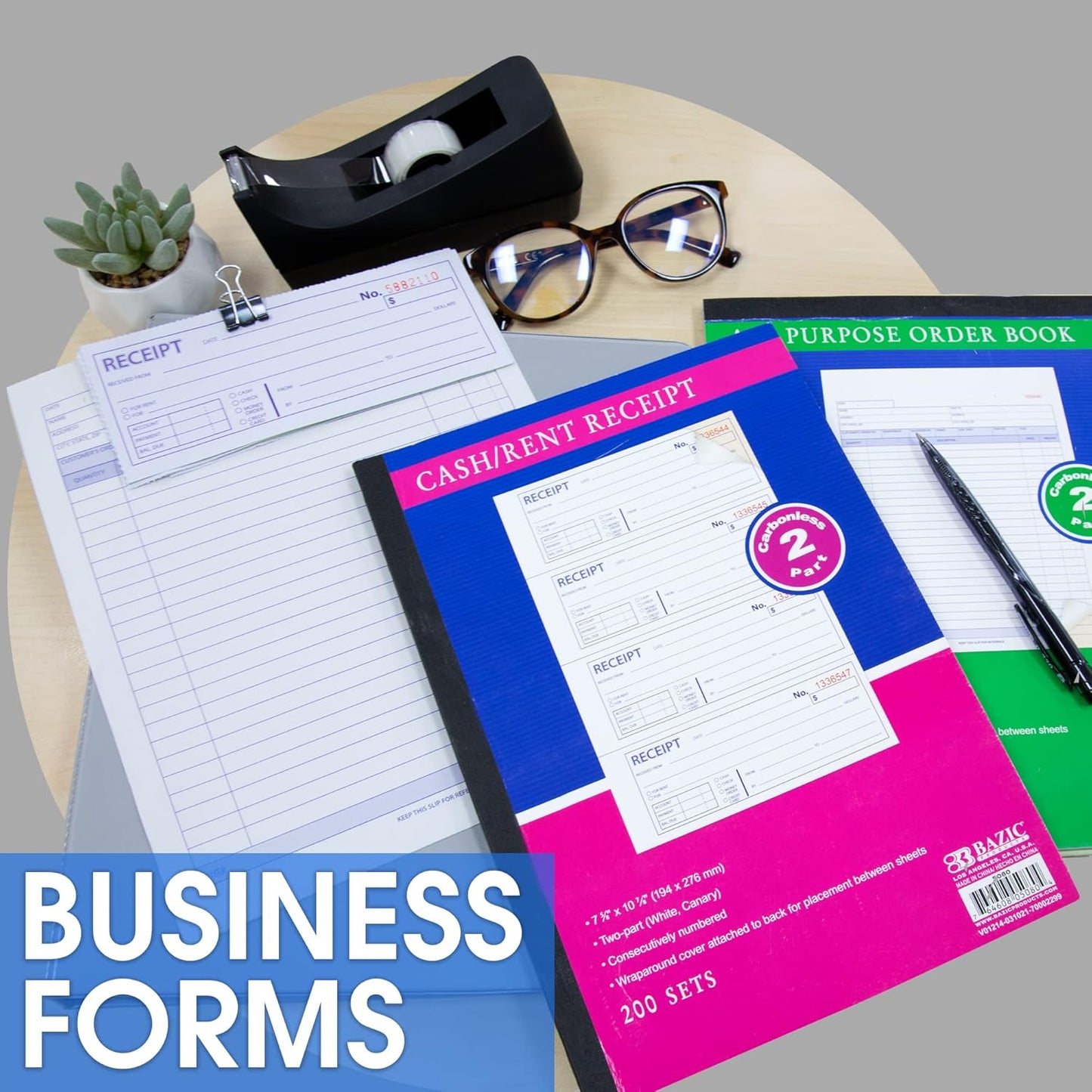 BAZIC All Purpose Order Book, 50 Sets 8 3/8" x 10 11/16" 2-Part Carbonless, White & Bound Wraparound Cover (50 Sets/Pk), 1-Pack