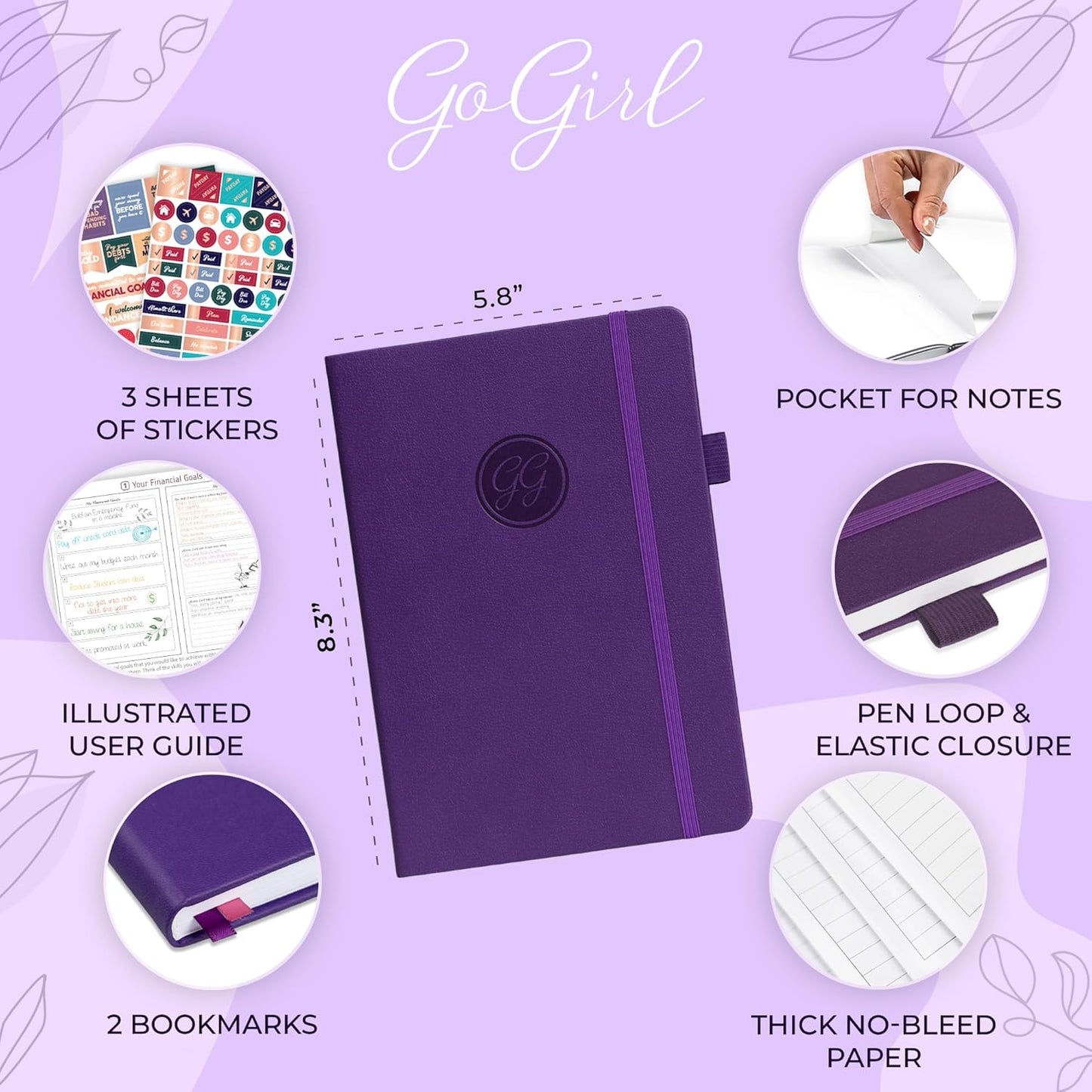 GoGirl Budget Planner – Monthly Financial Planner Organizer Budget Book. Expense Tracker Notebook Journal to Control Money, A5 (Purple)