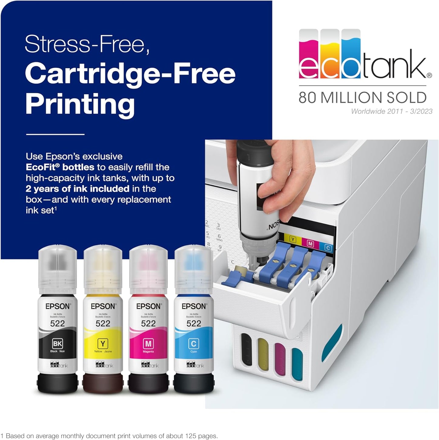 Epson EcoTank ET-4800 Wireless All-in-One Cartridge-Free Supertank Printer with Scanner & ® Workforce® Pro WF-3820 Wireless Color Inkjet All-in-One Printer, Black Large