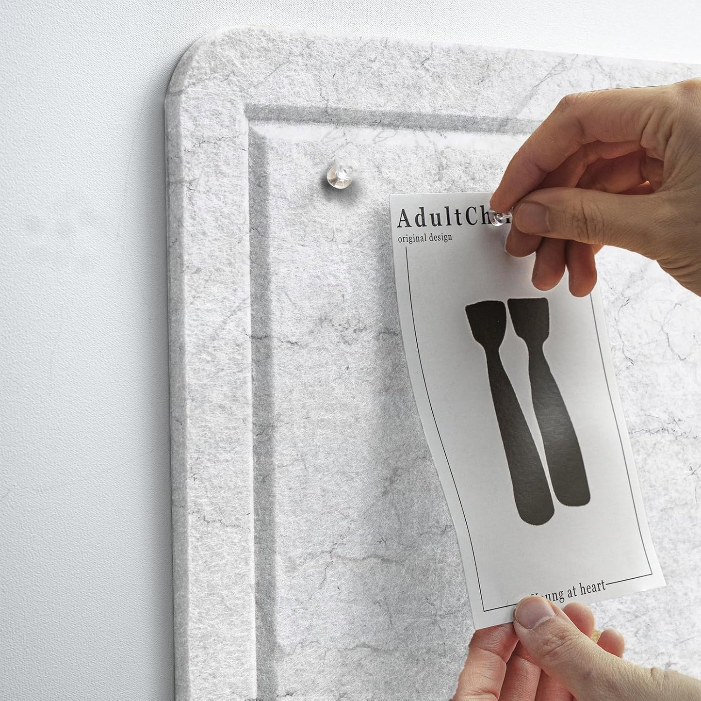 Bulletin Board, 36 x 24 inches Felt Board - Decorative Pin Board, Cork Board Alternative for Wall, 3' x 2' Foldable Picture Board Self-Adhesive Vision Board with 20 Pushpins - Marble White