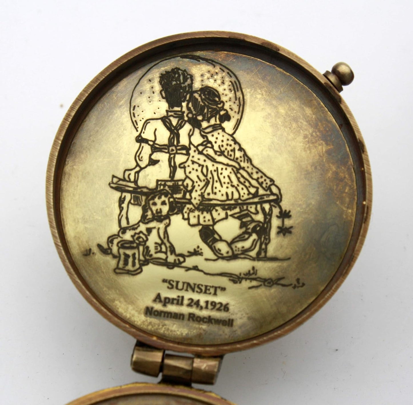 grow old along with me engraved compass with norman rockwell "sunset" engraving, valentine gift, anniversary gift, birthday, long distance, love, Sorry, Keepsakes, old memories, Love momentos