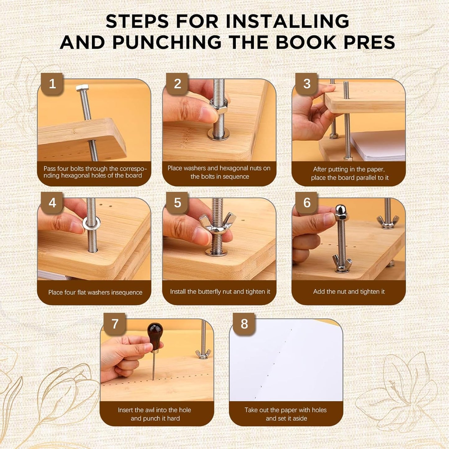 Book Binding Kits Wooden Book Press 11.8x7.56 inch Large Bookbinding Press Portable Binding Press for Binding Machine Bookbinding Supplies for DIY Bookbinding Easy Assemble