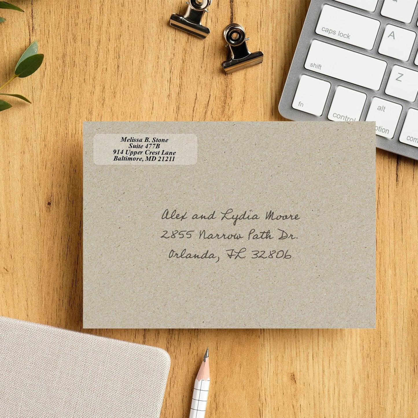 Clear Personalized Return Address Labels with Elegant Dispenser - Roll of 250 Custom See Through Transparent Stickers