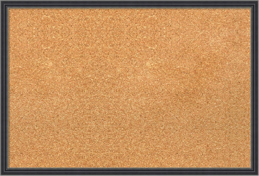 Amanti Art Natural Cork Board for Wall, 17x25 Vision Board with Black Wood Frame, Medium Corkboard Office Decor for Home Organization, Traditional Corkboard Pinboard to display items for home