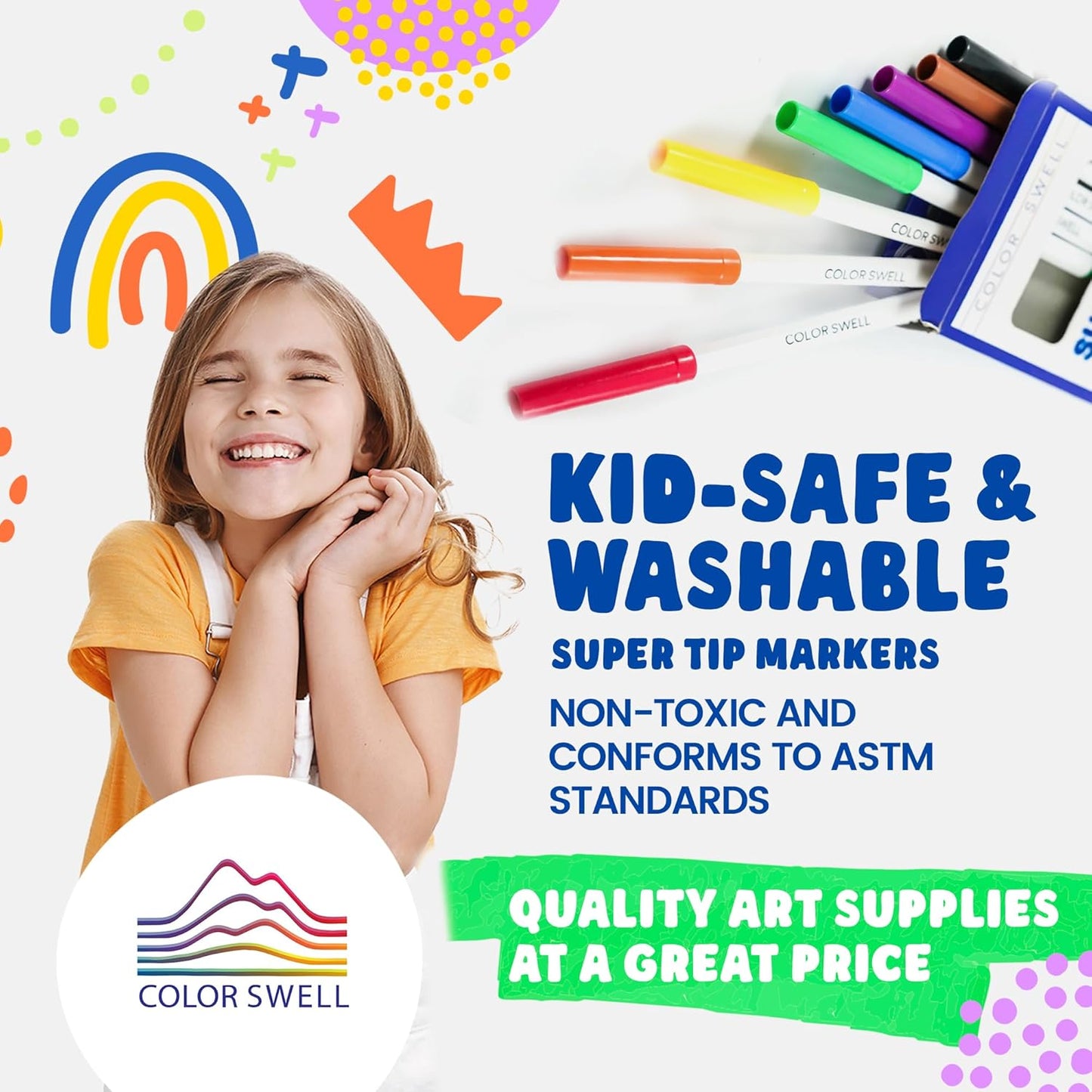 Color Swell Bulk Markers - 18 Packs 8 per Pack (144 Total) - Super Tip Bulk Markers