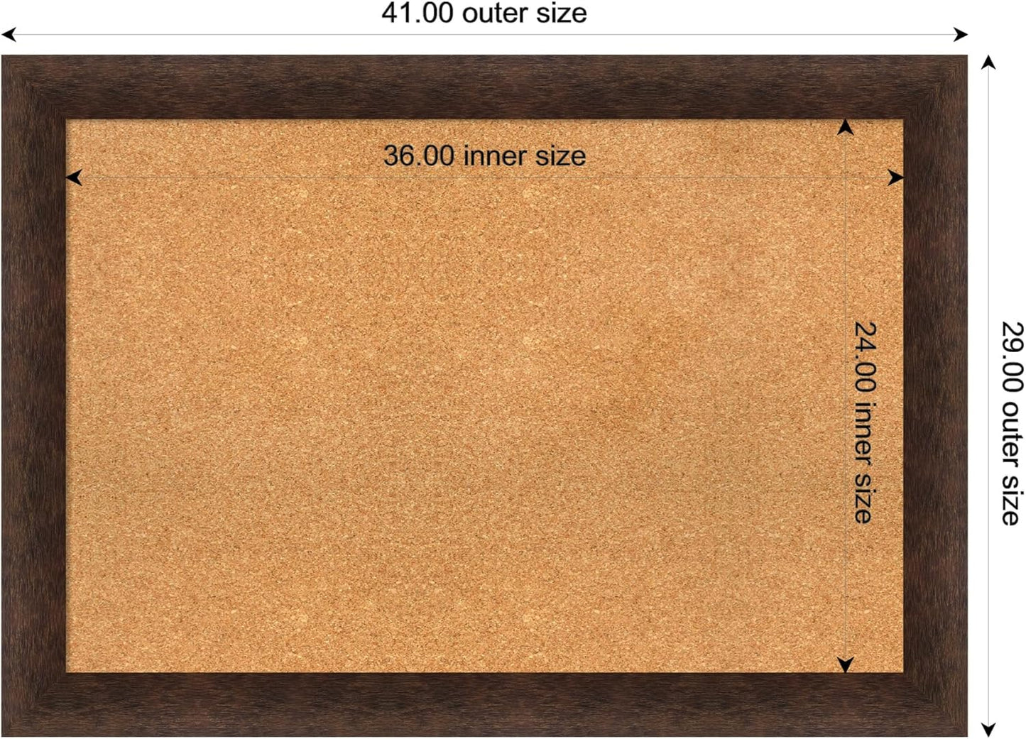 Amanti Art Natural Cork Board for Wall, 29x41 Vision Board with Brown Wood Frame, Large Corkboard Office Decor for Home Organization, Casual Corkboard Pinboard to display items for home organization