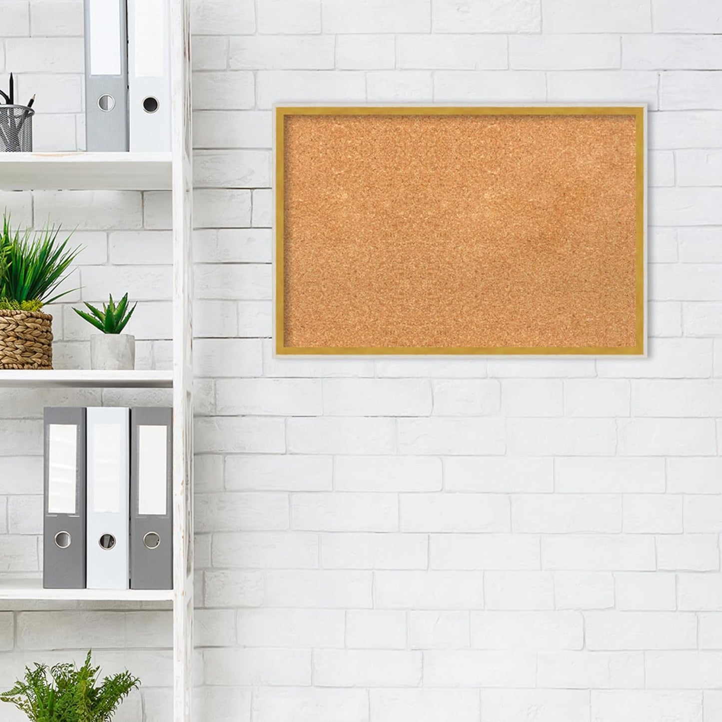 Amanti Art Natural Cork Board for Wall, 17x25 Vision Board with White Frame, Medium Corkboard Office Decor for Home Organization, Modern Corkboard Pinboard to Display Items for Home Organization in
