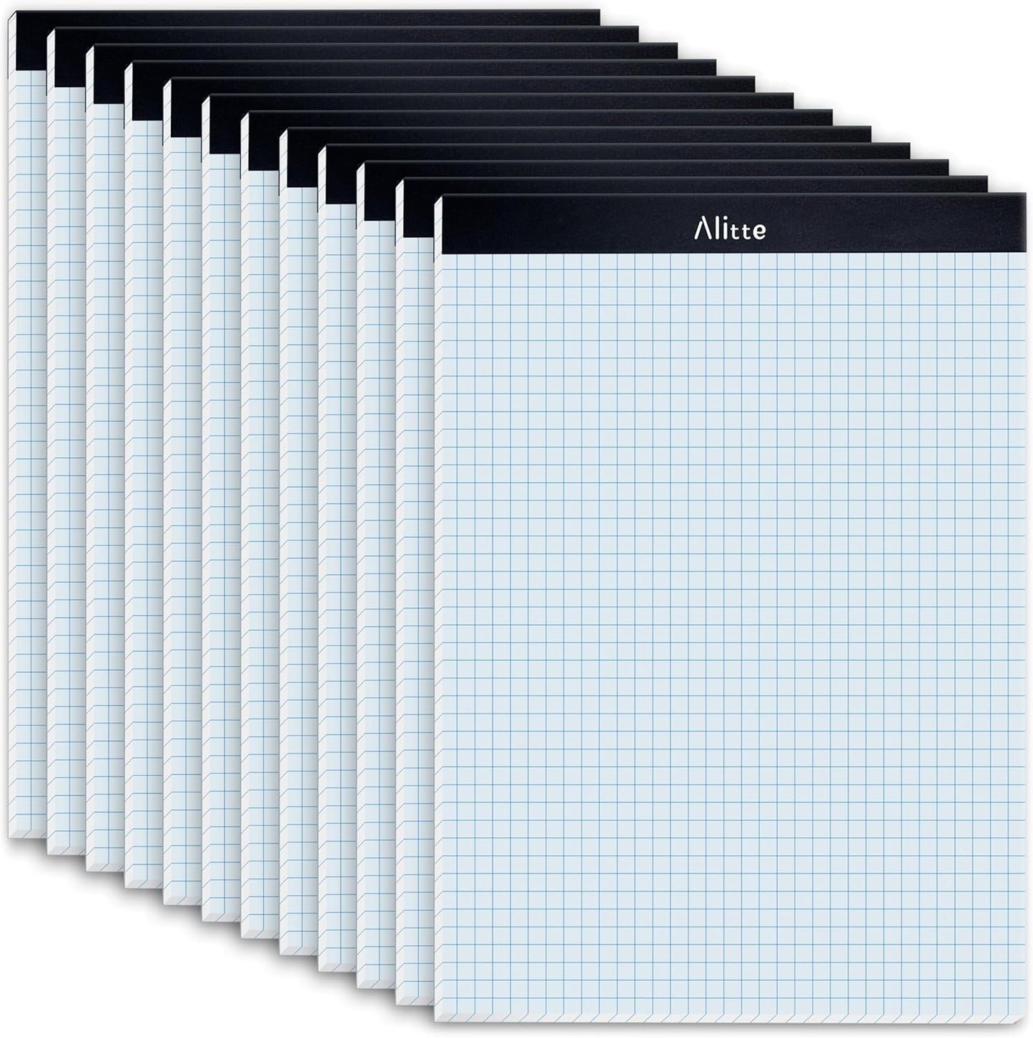 Graph Paper Pad, Pack of 12, White Letter Size - 4x4 Quad Grid Paper, Easy-Tear Perforations, 8.5 x 11 Cardboard Backing - Graph Notepads for School, Office -50 Sheets per Pad
