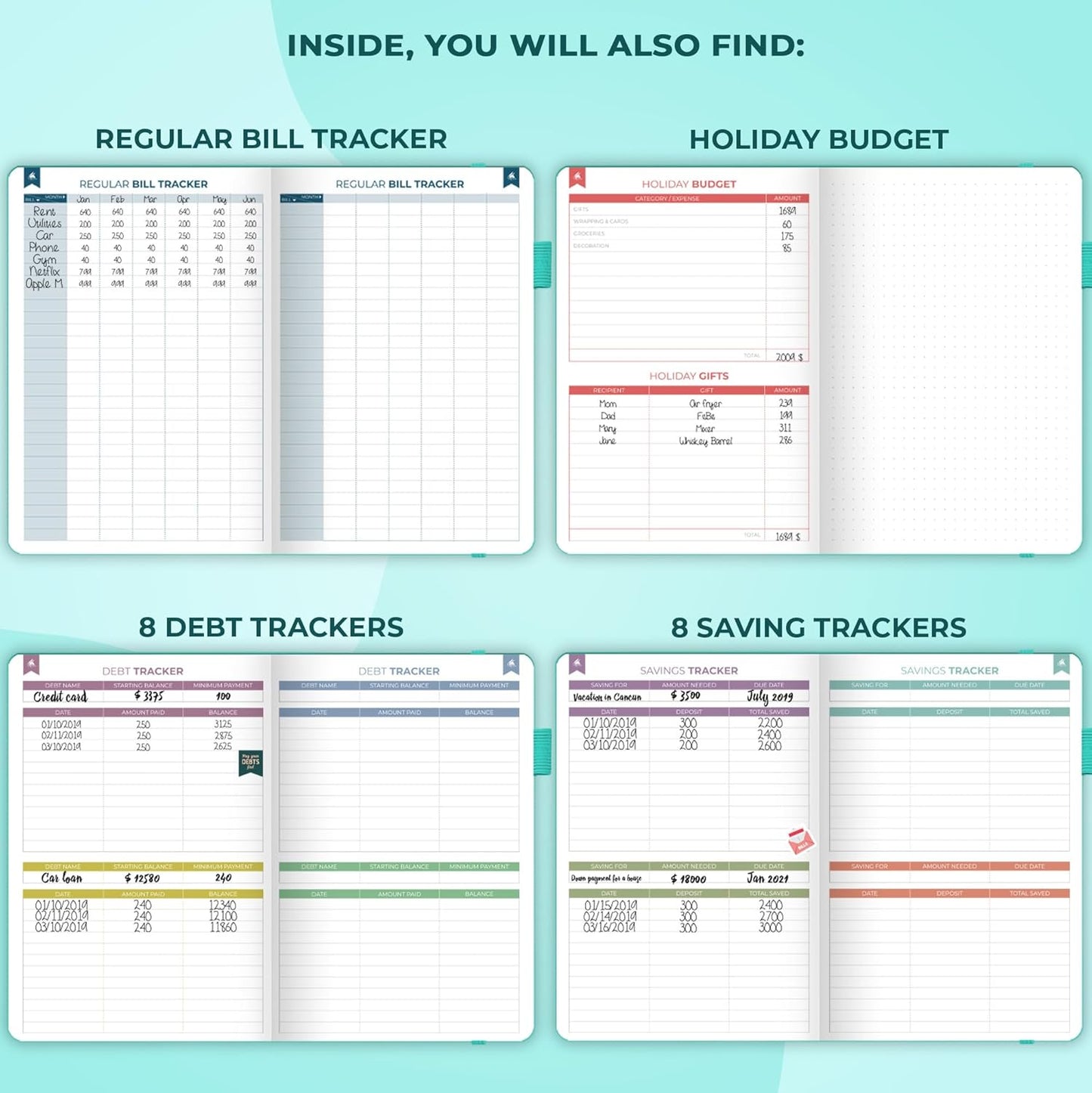 Clever Fox Budget Book 2.0 – Simple Budgeting Planner for Beginners – Financial Notebook with Money Spending, Debt & Bill Tracker (Turquoise)
