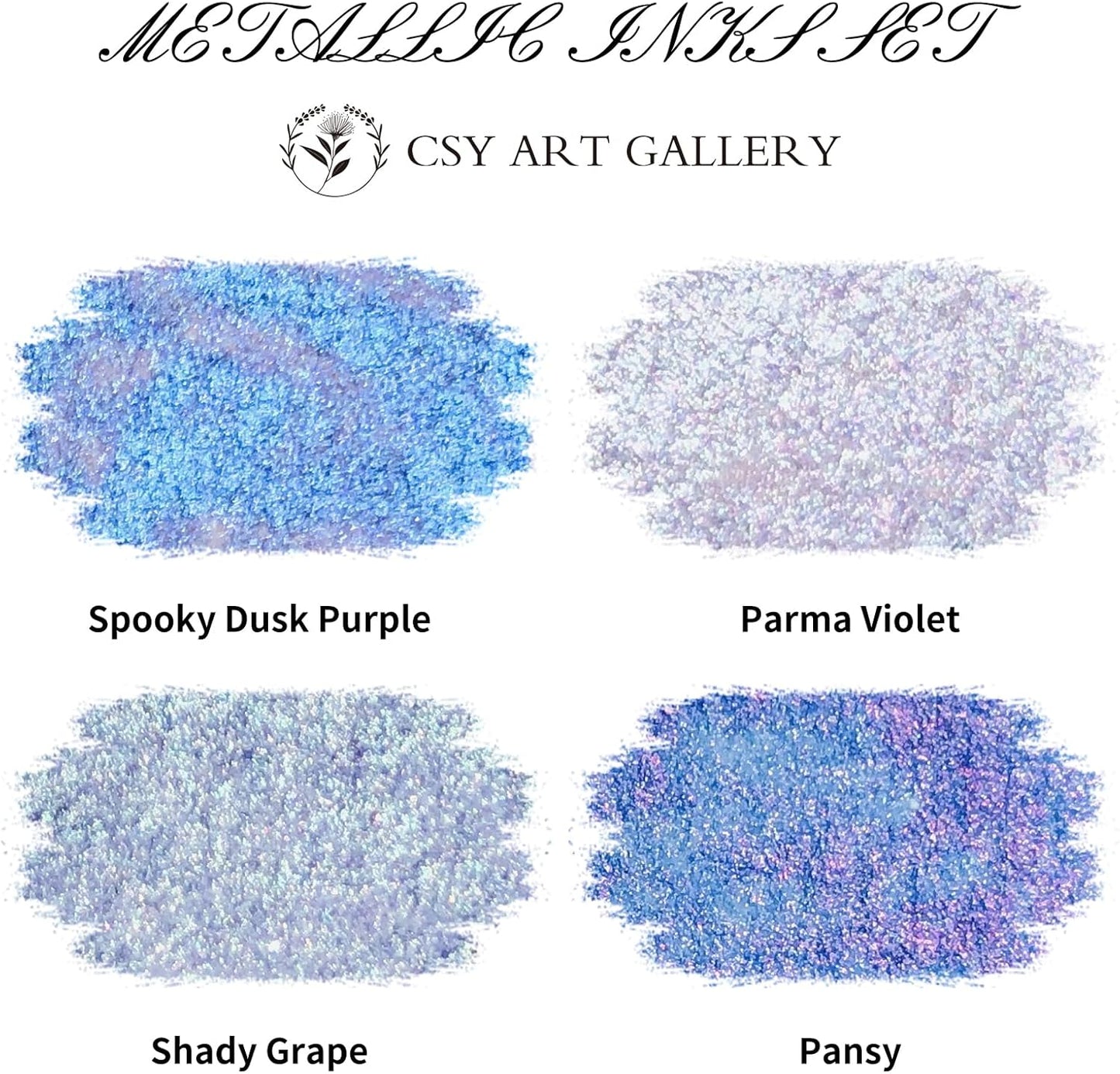 CSY art gallery Pearlescent Liquid Acrylic Ink Bottle -Shimmering Purple Permanent Calligraphy Inks-Finest Liquid, High Color Metallic Paint(Lavender Manor Set)