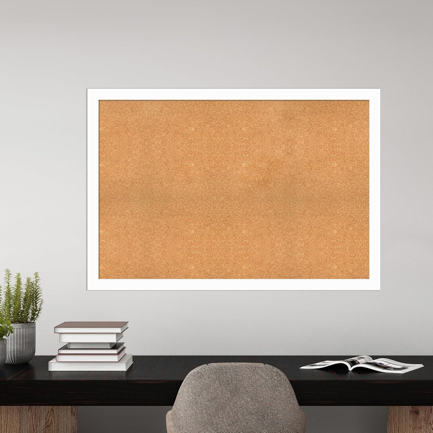 Amanti Art Natural Cork Board for Wall, 35x51 Vision Board with White Frame, Oversize Corkboard Office Decor for Home Organization, Casual Corkboard Pinboard to Display Items for Home Organization in