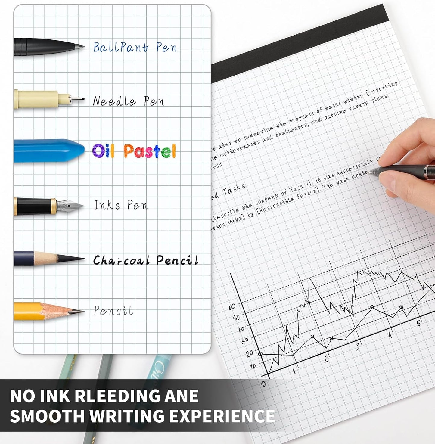 Graph Paper Notebook, 8 Pack, 8.5 x 11 Grid Paper, 4x4 Graph Ruled, 50 Sheets per Pad, Easy-Tear Perforations, 8.5 x 11 Cardboard Backing, for Math, Drafting, Drawing, Engineering