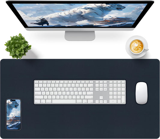 Bloss Dark Blue Desk Mat, Desk Matt for Desktop, Waterproof Large Leather Keyboard Mat, Computer Mat for Office/Home/Decor(31.5 x 15.7 Inches)