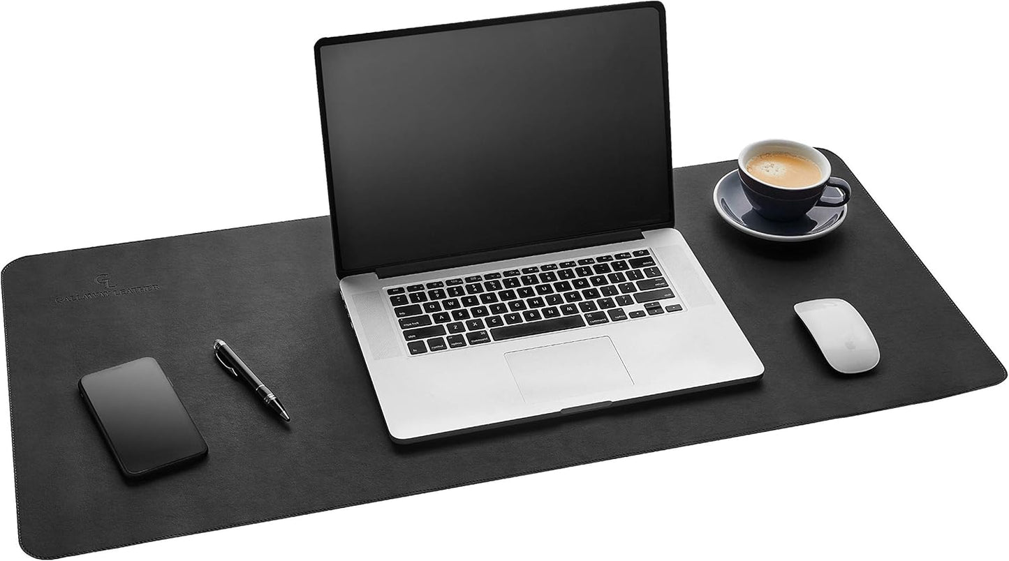 Gallaway Leather Desk Protector, Office Desk Pad - Large 36" x 17" Black, Computer Desk Mat Cover