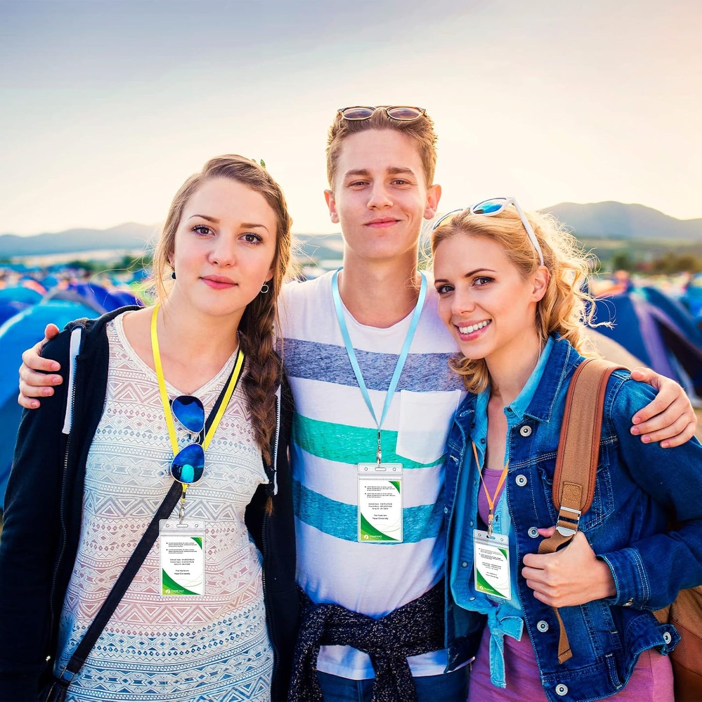 Fumete 100 Sets Name Tag Lanyards with ID Badge Holder Durable Clear Cruise Teacher Lanyards with Plastic Waterproof ID Badge Holders Bulk for Adults Teacher School Office Ship Cards(Bright Color)