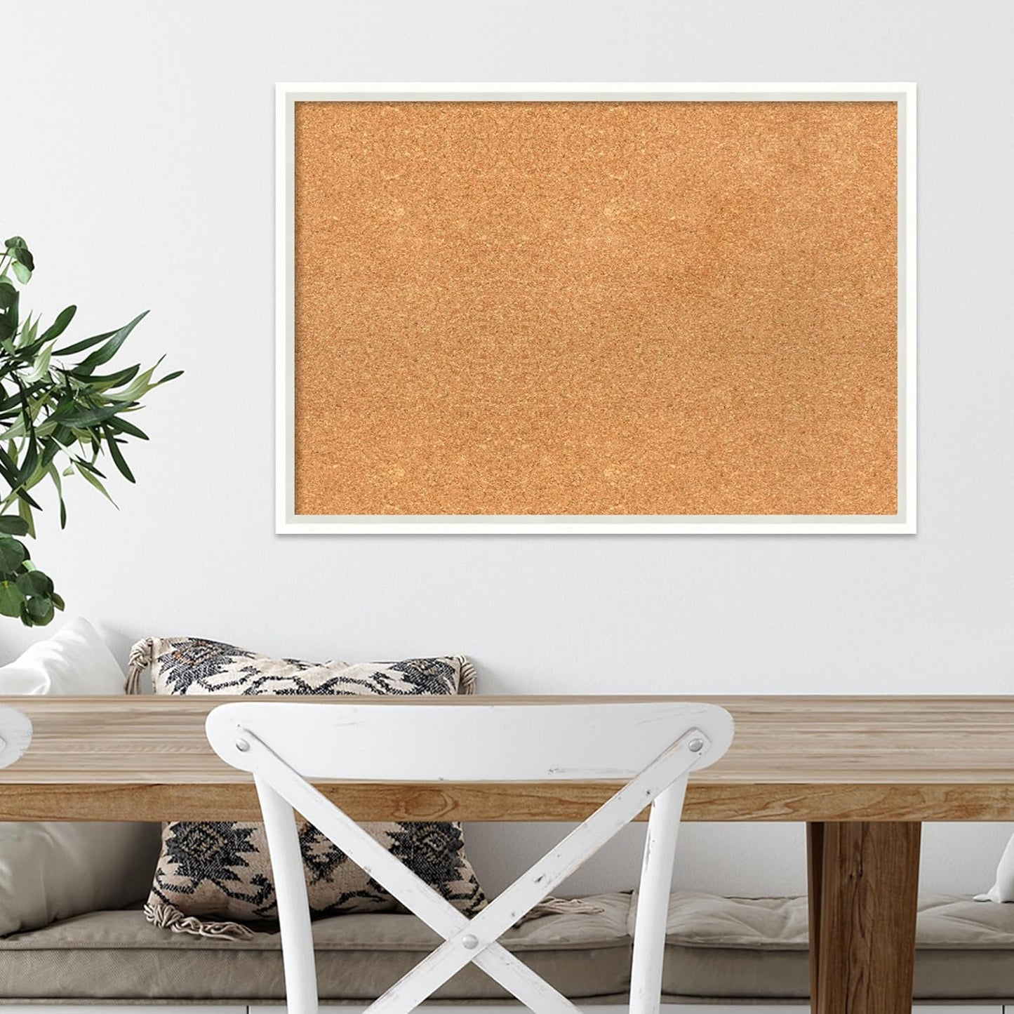 Amanti Art Natural Cork Board for Wall, 19x27 Vision Board with White Frame, Medium Corkboard Office Decor for Home Organization, Modern Corkboard Pinboard to Display Items for Home Organization in