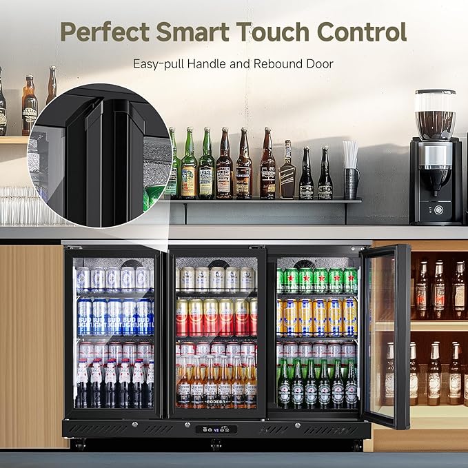 BODEGACOOLER Back Bar Cooler With 3 Glass Doors,Counter Height Beverage Refrigerator,12 Cu.Ft Commercial Display Bar Fridge with LED Lighting,21 inch Beverage Cooler for Beer,Soda Drinks,Wine