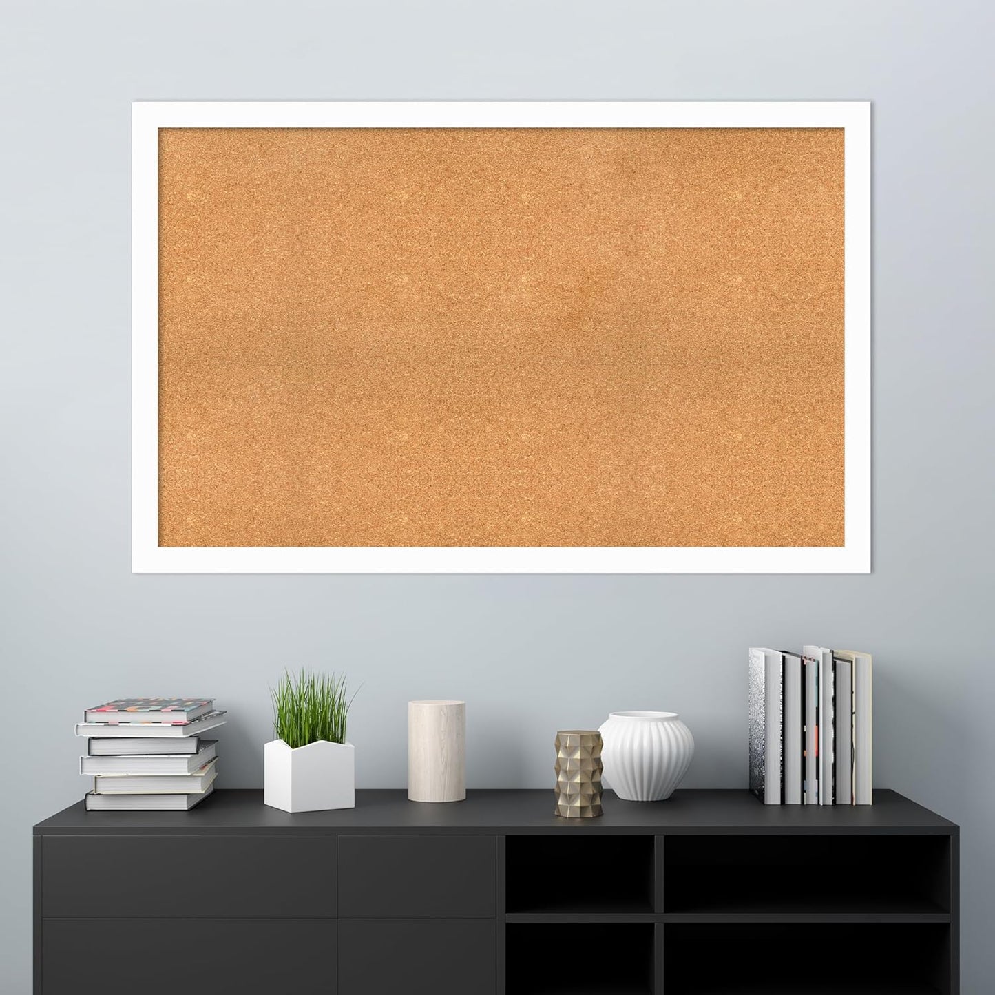 Amanti Art Natural Cork Board for Wall, 35x55 Vision Board with White Frame, Oversize Corkboard Office Decor for Home Organization, Casual Corkboard Pinboard to Display Items for Home Organization in