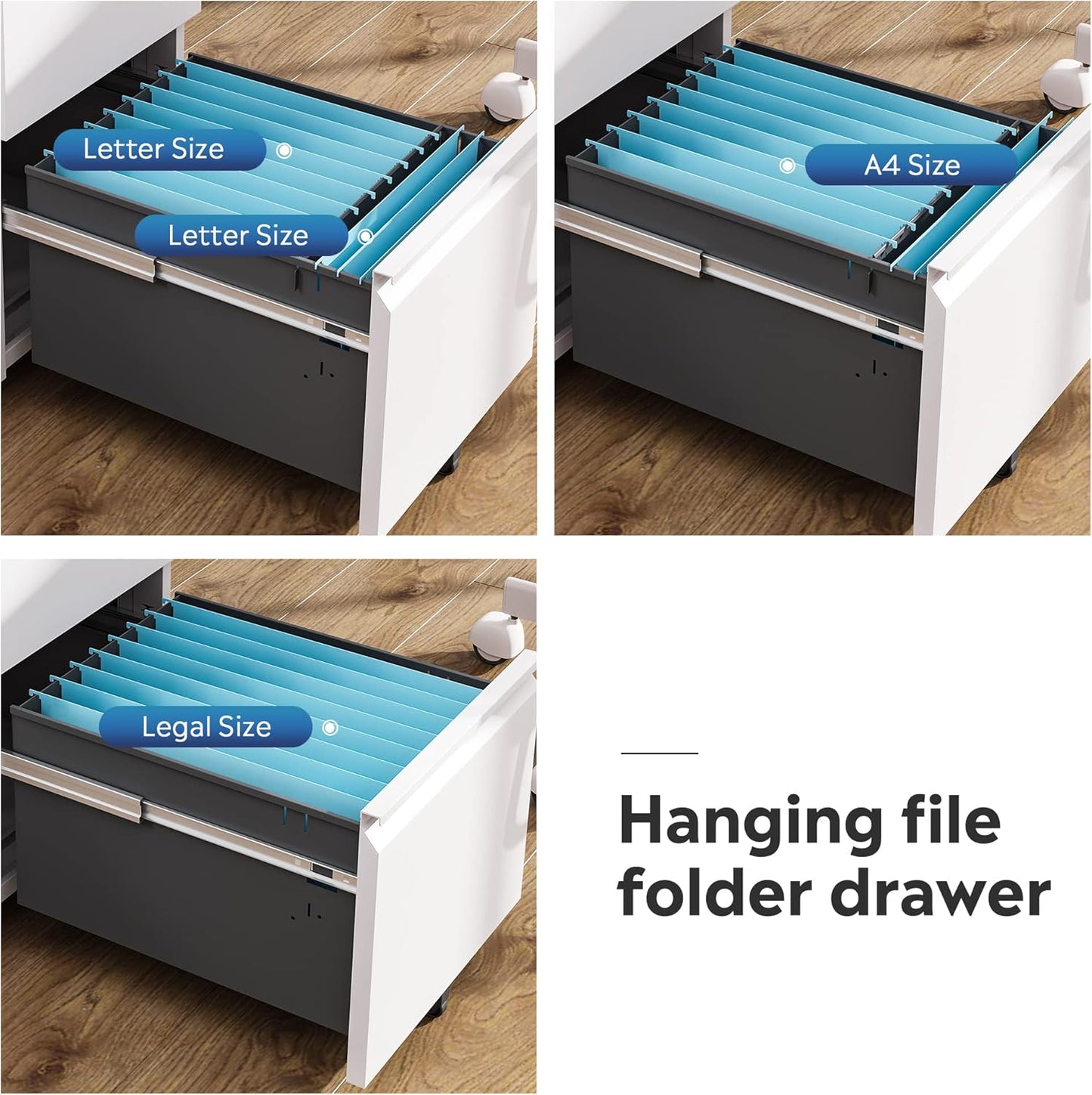 DEVAISE 2 Drawer Mobile File Cabinet with Lock, Commercial Vertical Filing Cabinet for Home Office, White