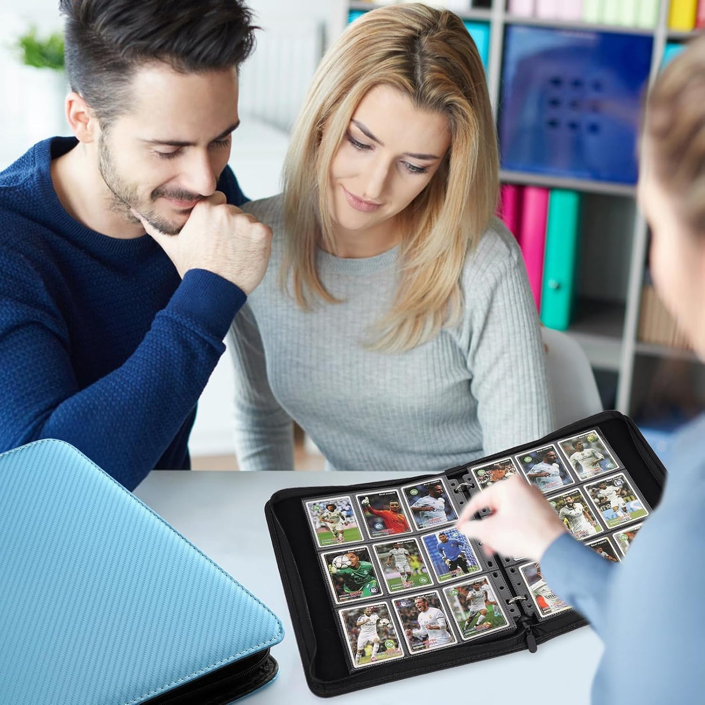 9 Pocket Card Binder, Premium Zip Trading Card Binder, 720 Double Sided Pocket PU Card Collection Binder, Collector Card Album, Card Folder for MTG, TCG, Sports Cards, Game Cards (Light Blue)