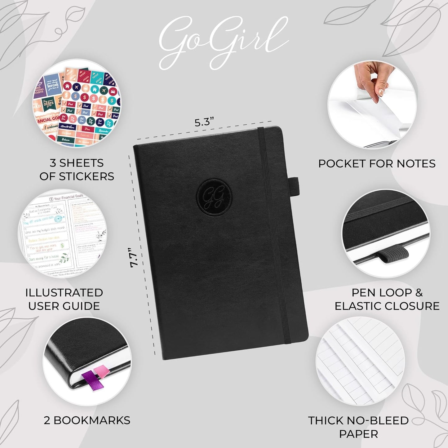 GoGirl Budget Planner – Monthly Financial Planner Organizer Budget Book. Expense Tracker Notebook Journal to Control Money, A5 (Black)