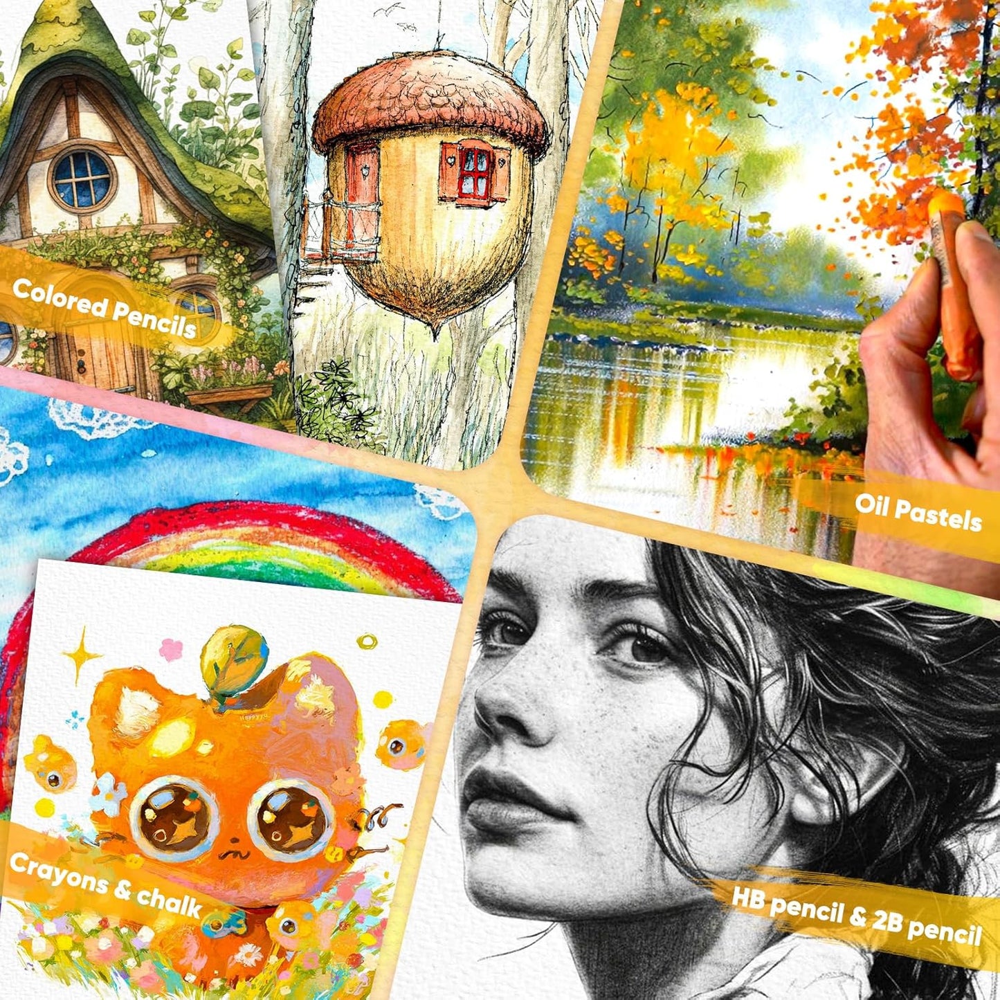 2-Pack 11"x14" Watercolor Paper Pad, Bulk School Teacher Supplies for Adults, 140 lb Cold Press Watercolor Paper for Valentines, Easter, 12 Sheets Art Sketch Coloring Painting Drawing Book Paper