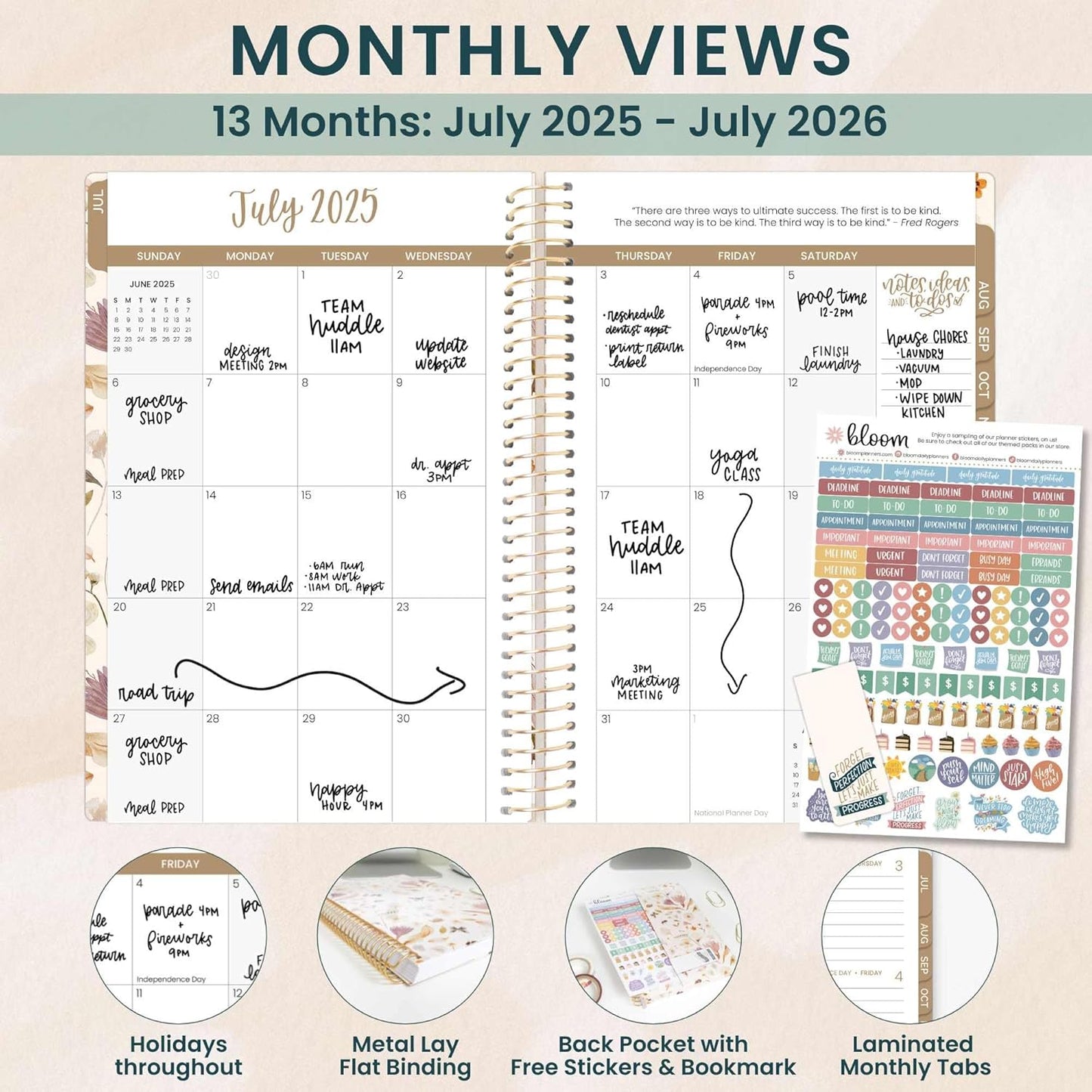 bloom daily planners 2025-2026 Academic Year Daily Planner (July 2025 - July 2026) - Weekly & Monthly Calendar Agenda Organizer Book with Stickers & Bookmark - 5.5" x 8.25" - Butterfly Garden