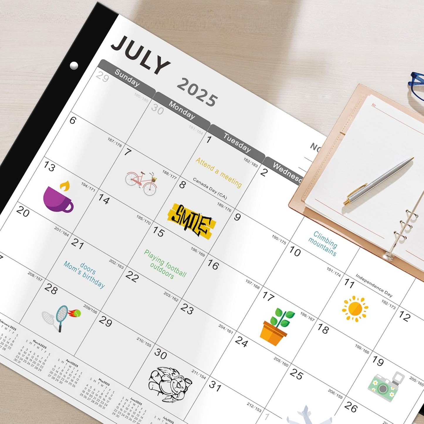 Desk Calendar 2025-2026, KOPEESY 22" x 17" Large Desk Calendar, 18 Months From July 2025 to December 2026, Desktop Calendar with Notes and Thick Paper for Home, Office and School