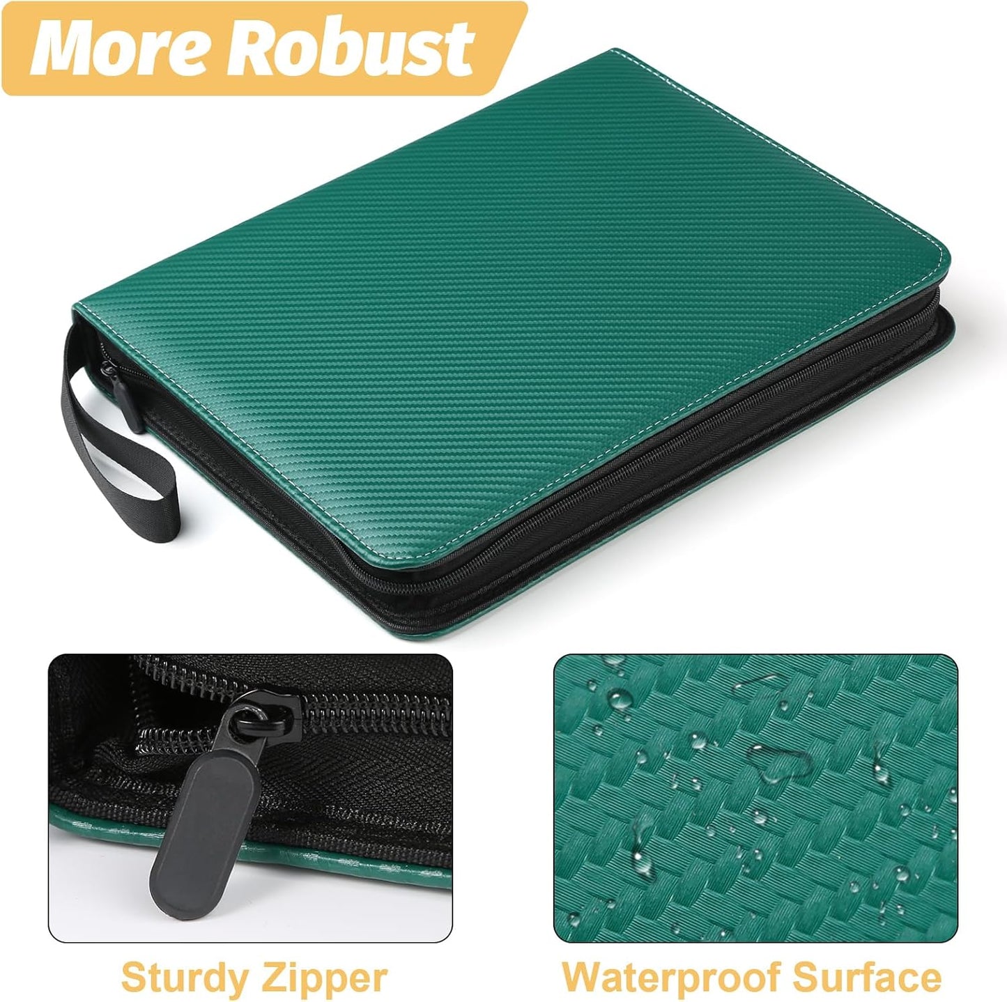 9 Pocket Card Binder, Premium Zip Trading Card Binder, 720 Double Sided Pocket PU Card Collection Binder, Collector Card Album, Card Folder for MTG, TCG, Sports Cards, Game Cards (Dark Green)