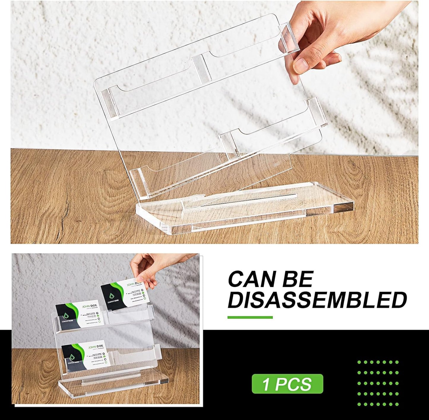 Business Card Holder for Desk 4 Slots Freestanding Acrylic Business Card Holder Display Stand Multiple Organizer for Office Meeting Exhibition Home