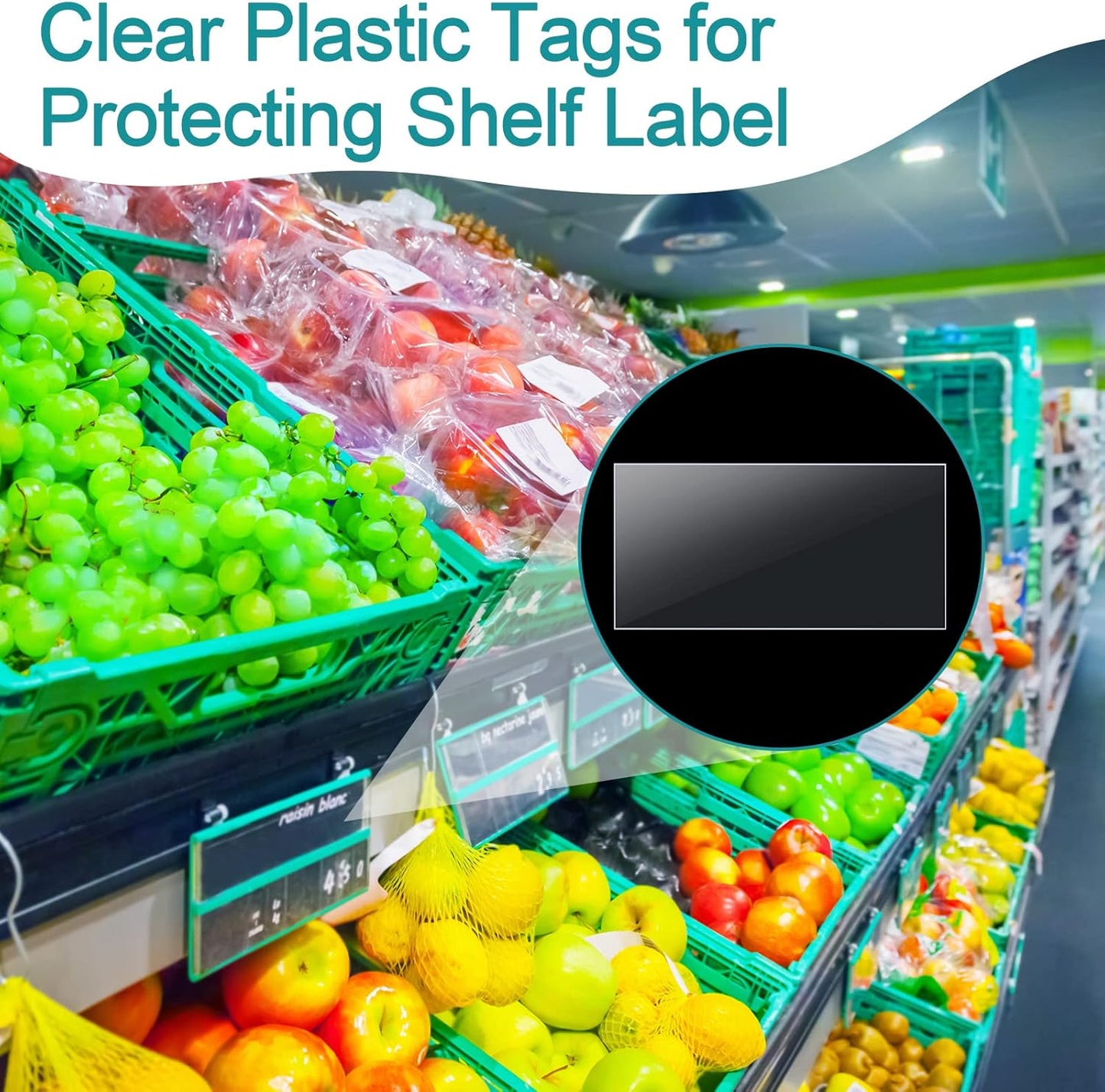 2000 Pcs Clear Plastic Tags Shelf Label Holders Price Tag Paper Label Holders for Storage Bins and Shelves, Transparent Basket Bin Labels Display Label Holder for Classroom Office Shop