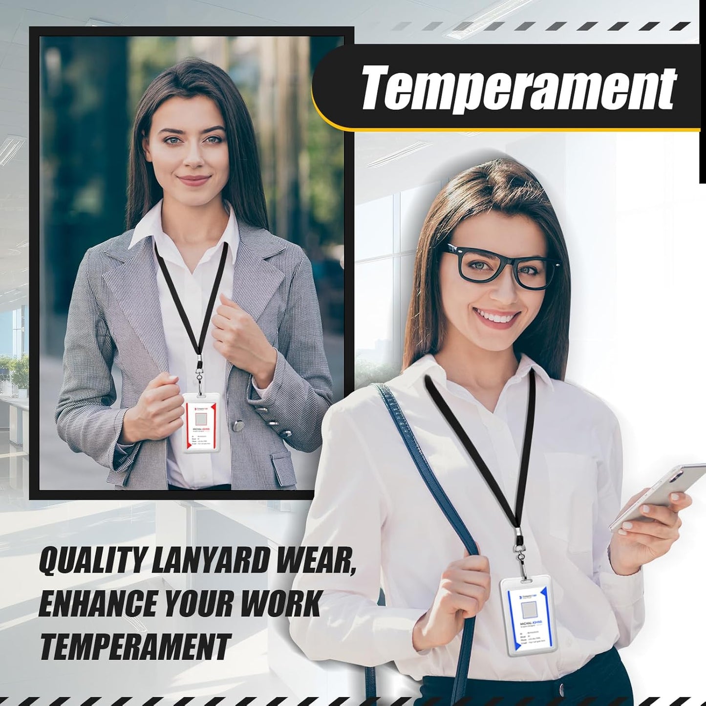 500 Pack Bulk Lanyards for ID Name Badges Holder Flat Lanyards with Hook Clip Swivel for Office School Accessories (Black)