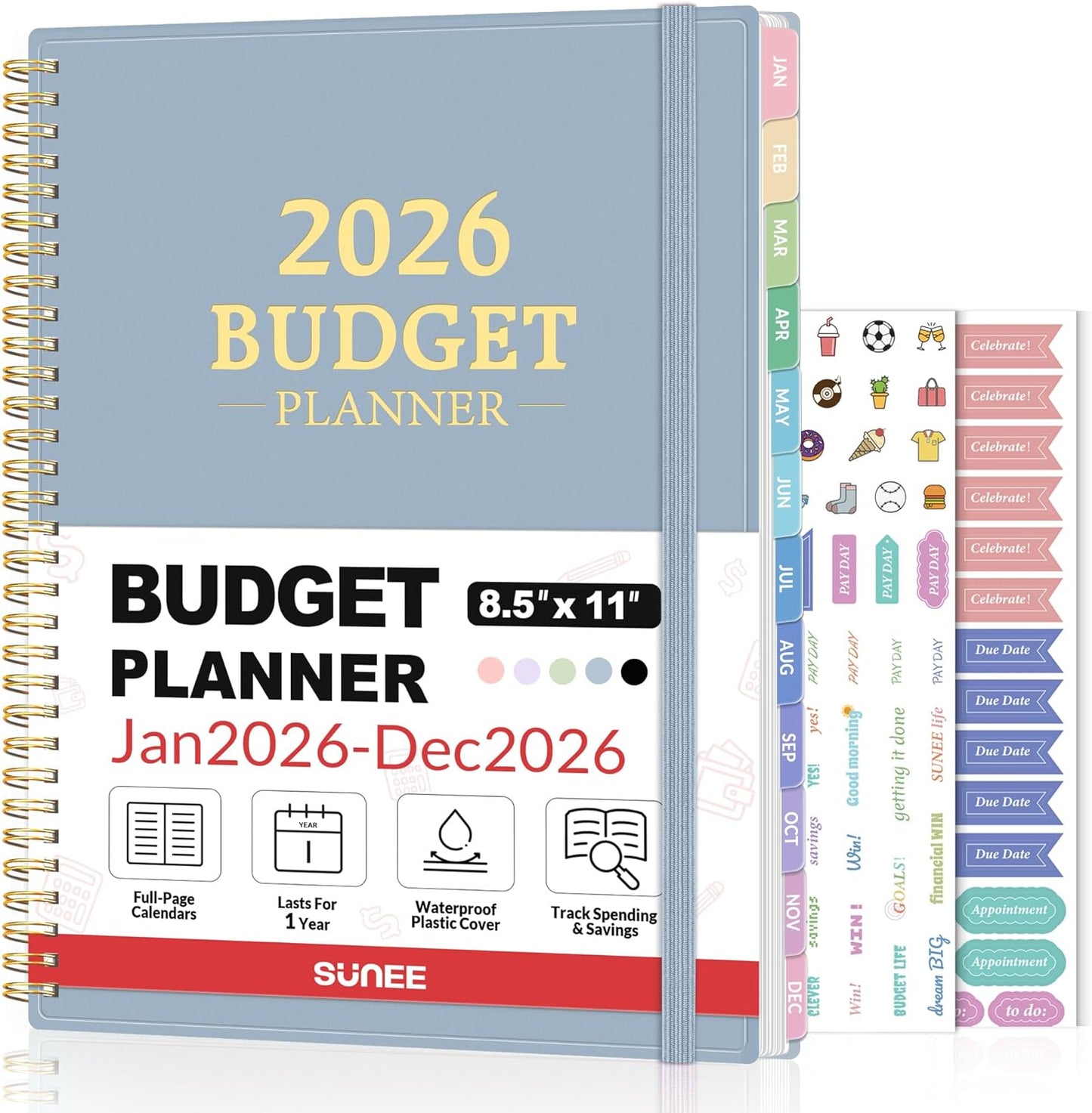 2026 Budget Planner - Monthly Budget Book from JAN 2026 - DEC 2026 with Expense Tracker Notebook, A4 Size (8.5" x 11") Bill Organizer & Finance Planner Account Book to Manage Your Finances, Blue