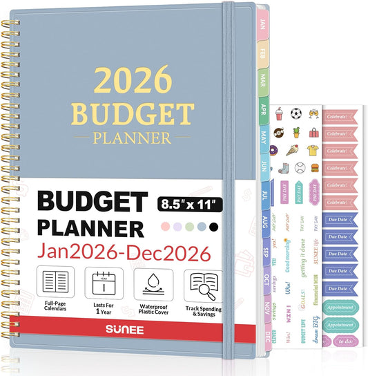 2026 Budget Planner - Monthly Budget Book from JAN 2026 - DEC 2026 with Expense Tracker Notebook, A4 Size (8.5" x 11") Bill Organizer & Finance Planner Account Book to Manage Your Finances, Blue
