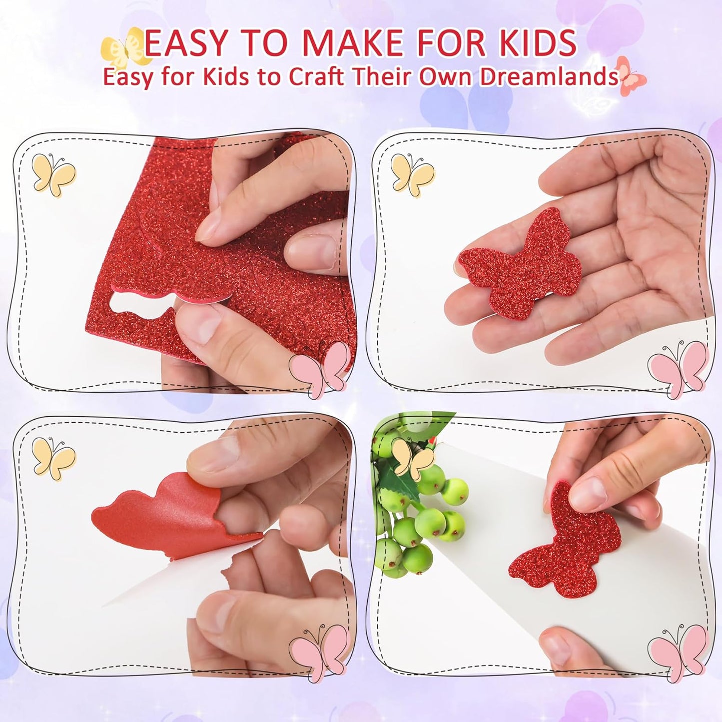 512 PCS Foam Stickers Glitter Colorful Flower and Butterfly Shapes Self Adhesive Stickers for Kids Crafts Arts Party Supplies Scrapbooking DIY Greeting Card Envelopes Home Decor(Flower & Butterfly)