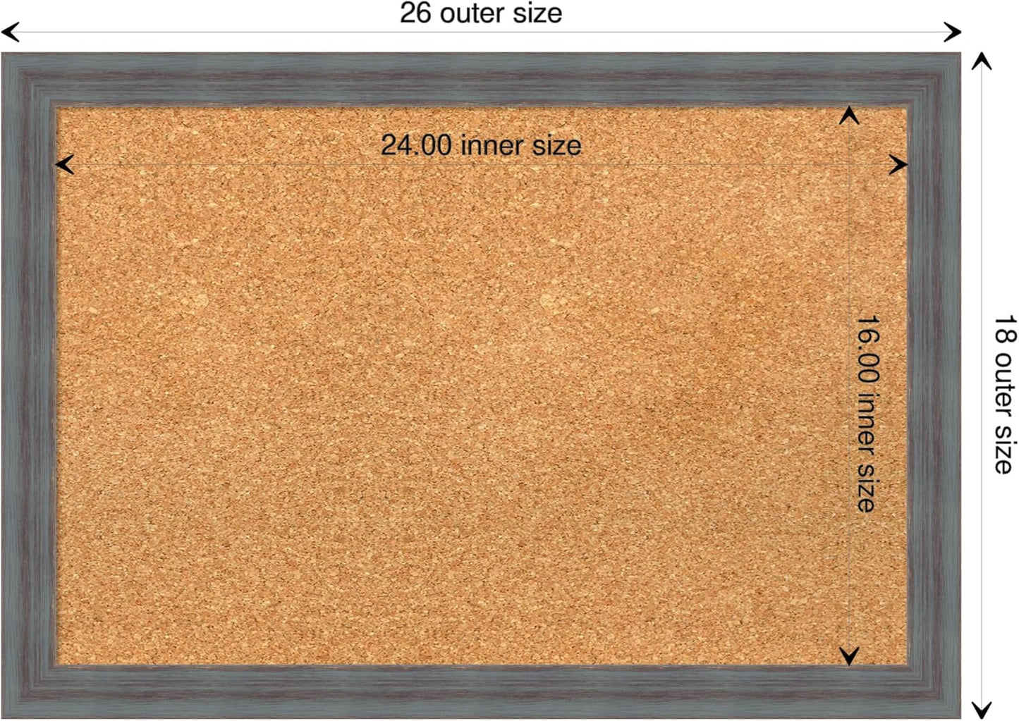 Amanti Art Natural Cork Board for Wall, 18x26 Vision Board with Blue Wood Frame, Medium Corkboard Office Decor for Home Organization, Rustic Farmhouse Corkboard Pinboard to display items for home