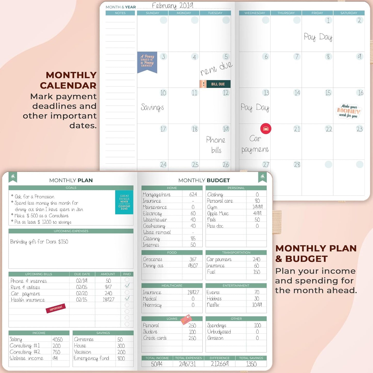 Clever Fox Budget Book 2.0 – Simple Budgeting Planner for Beginners – Financial Notebook with Money Spending, Debt & Bill Tracker (Rose Gold)