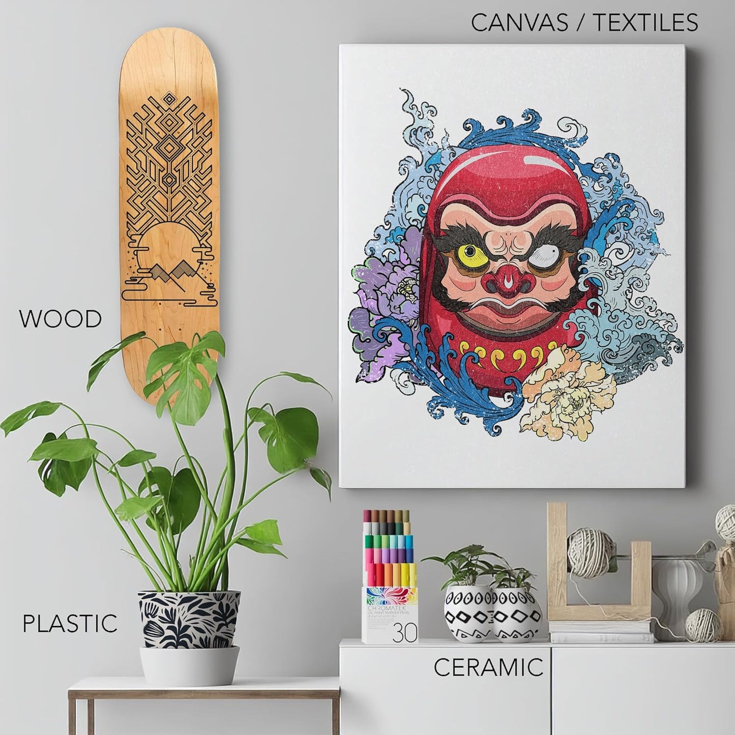 CHROMATEK Dual Tip Oil Based Paint Markers - 30 Colors Permanent Paint Pens for Rock Painting, Canvas, Glass, Wood, Stone & DIY Art Supplies - Quick Drying Waterproof Pen with Video Tutorials & Ebook