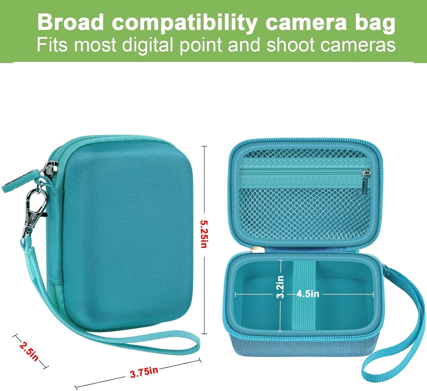 Case Compatible with VAHOIALD FHD 1080P Digital Camera/for CAMKORY Digital Point and Shoot/for Kodak PIXPRO FZ45-BK 16MP Vlogging/for IWEUKJLO/for Nsoela, Holder for SD Card More (Dark Green)