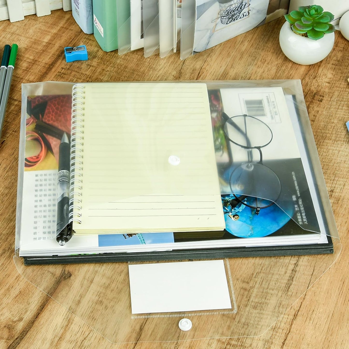 NACHLYNN 108 Pack Plastic Envelopes Plastic Folders with Snap Closure, A4 Size Clear File Envelopes with Label Documents Folders Organizers for Home Work Office Organization