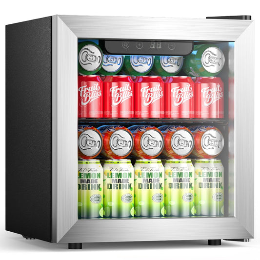 Beverage Refrigerator, 50 Cans Mini Fridge Cooler, ETL Approved 1.3 Cu.ft with Glass Door, Adjustable Shelves, Digital Temperature Freestanding Small Drink Fridge Soda Beer or Wine for Home Dorm Bar