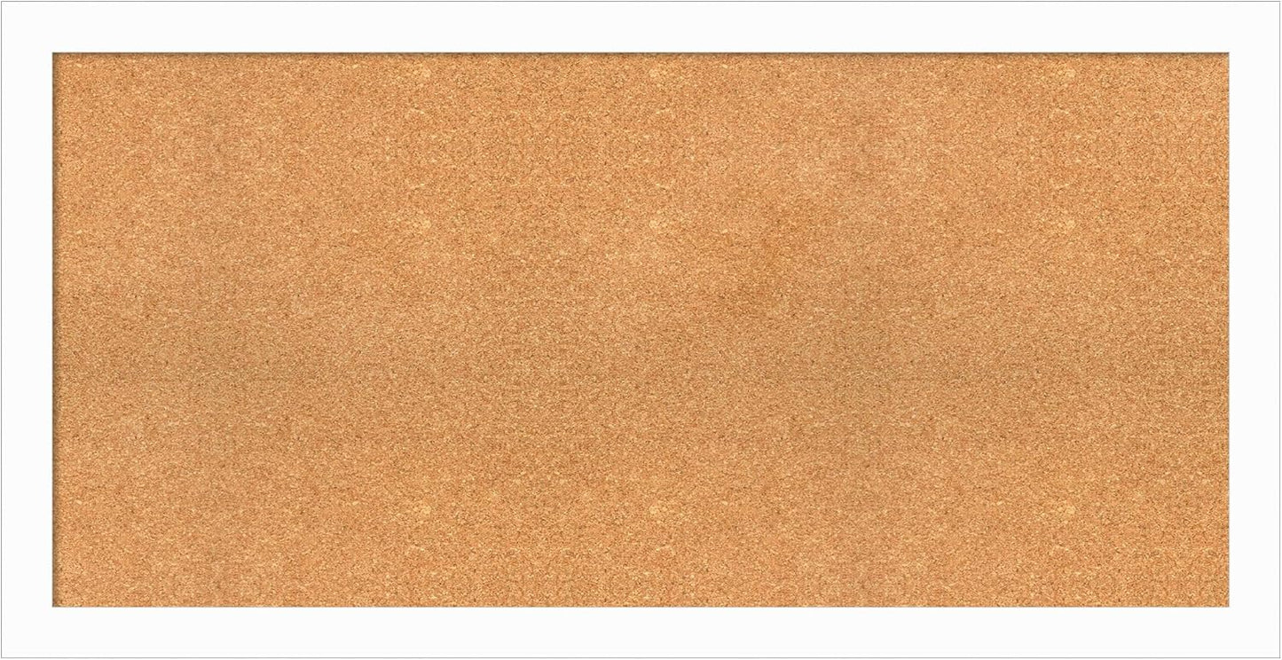 Amanti Art Natural Cork Board for Wall, 25x49 Vision Board with White Frame, Oversize Corkboard Office Decor for Home Organization, Casual Corkboard Pinboard to Display Items for Home Organization in