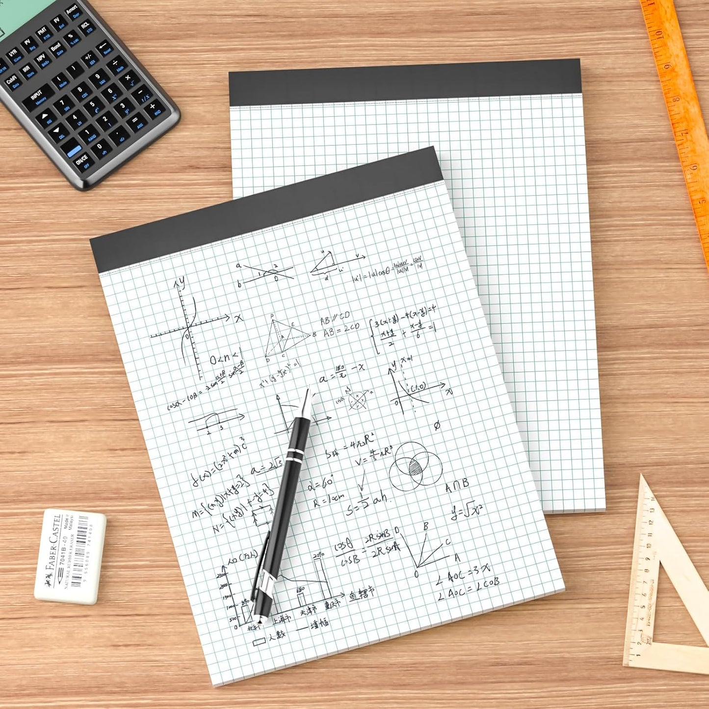 Graph Paper 8.5 x 11 Grid Paper Pad Quad Ruled, 3 Pack, 30 Sheets per Pad, White, 4x4 (4 Squares per inch), Easy-Tear Perforations, 8.5"x11" Quad Ruled Grid Paper Pad
