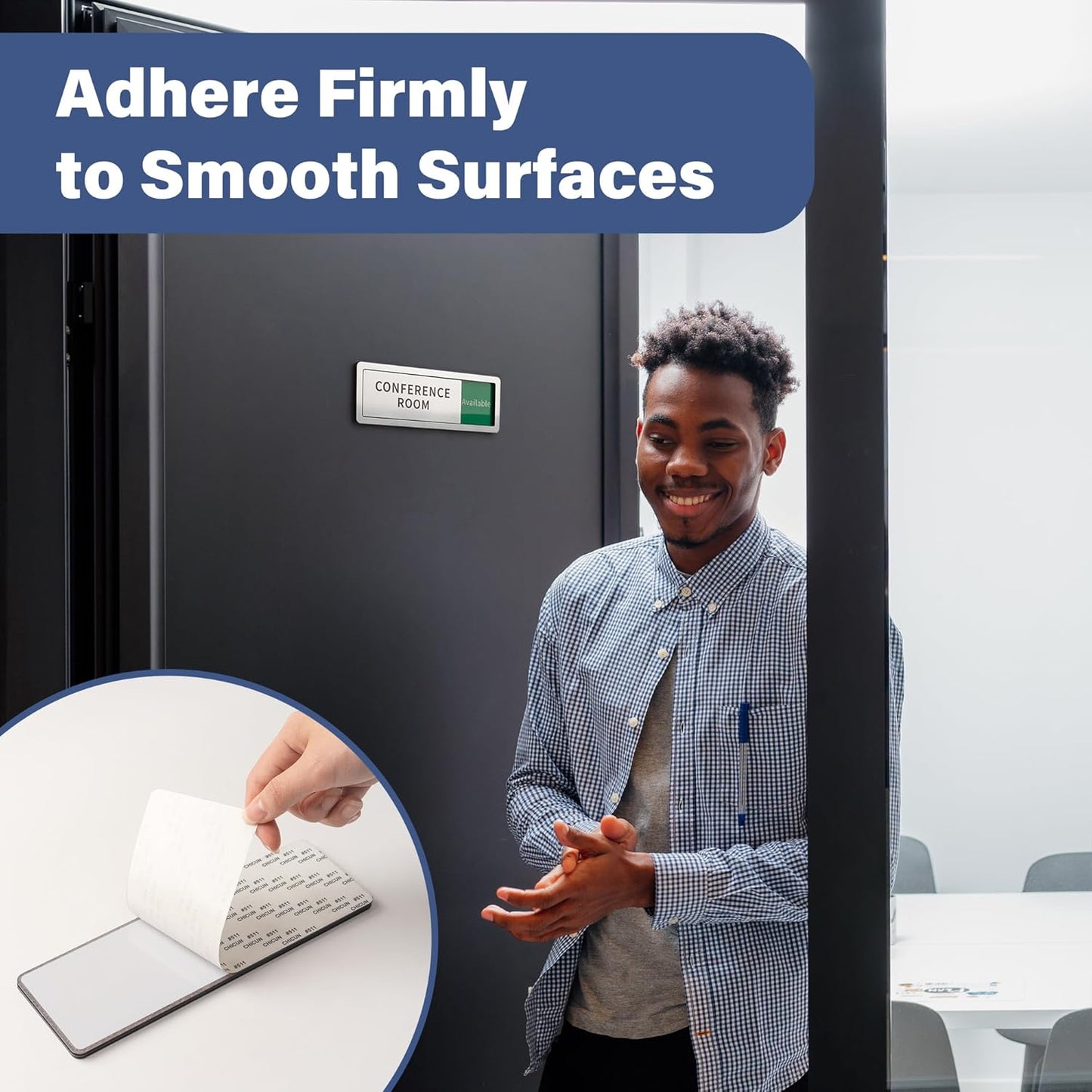 Conference Room Sliding Door Signs, In Use-Vacant Occupied Sign with Reversible Slider for Office & Wellness Rooms (8'x2.6")