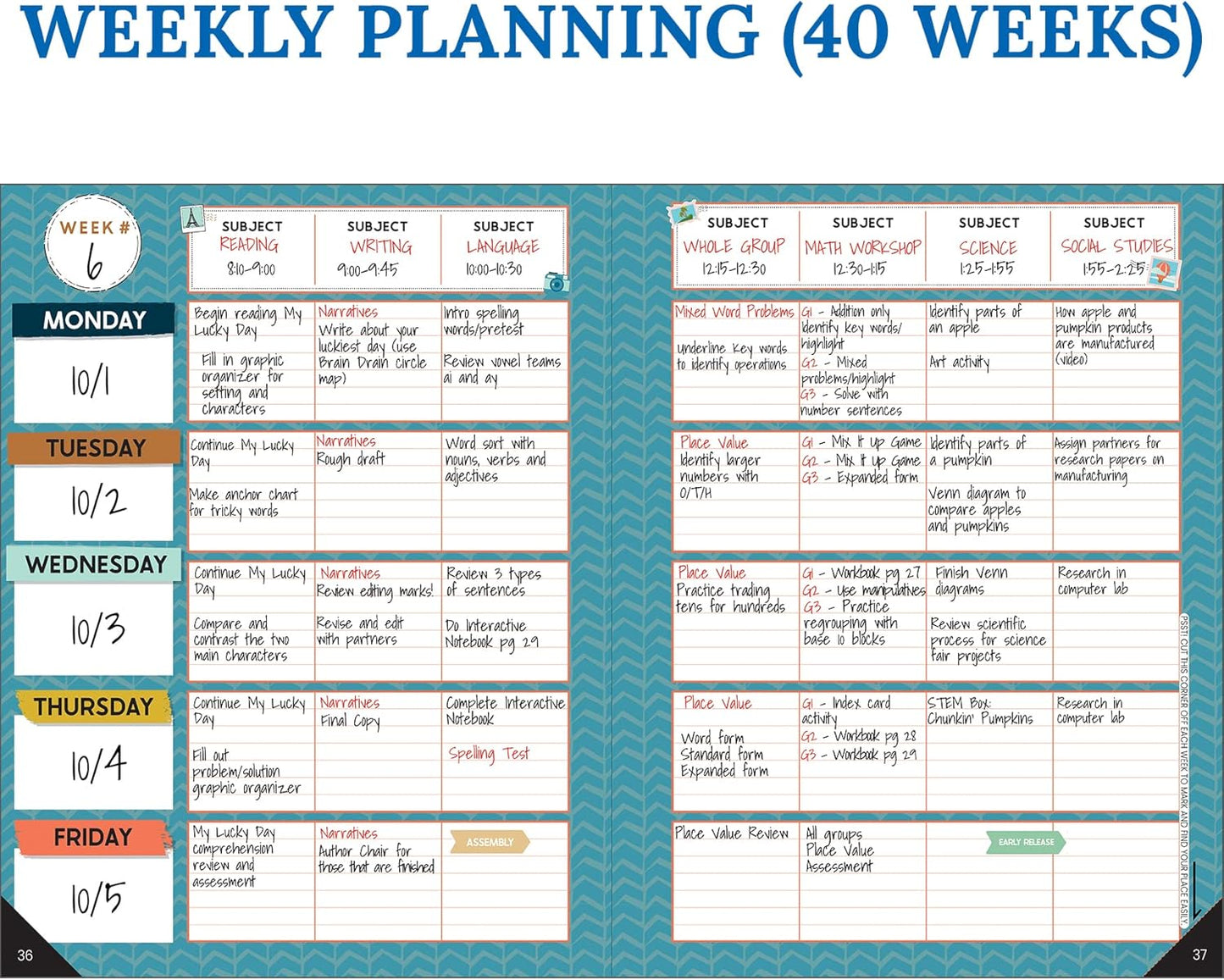 Carson Dellosa Let's Explore Teacher Planner 2025-2026, Undated 8" x 11" Lesson Plan Book With Retro Stickers, Class Schedule, Weekly Calendar, Classroom Must Haves, Homeschool and School Supplies