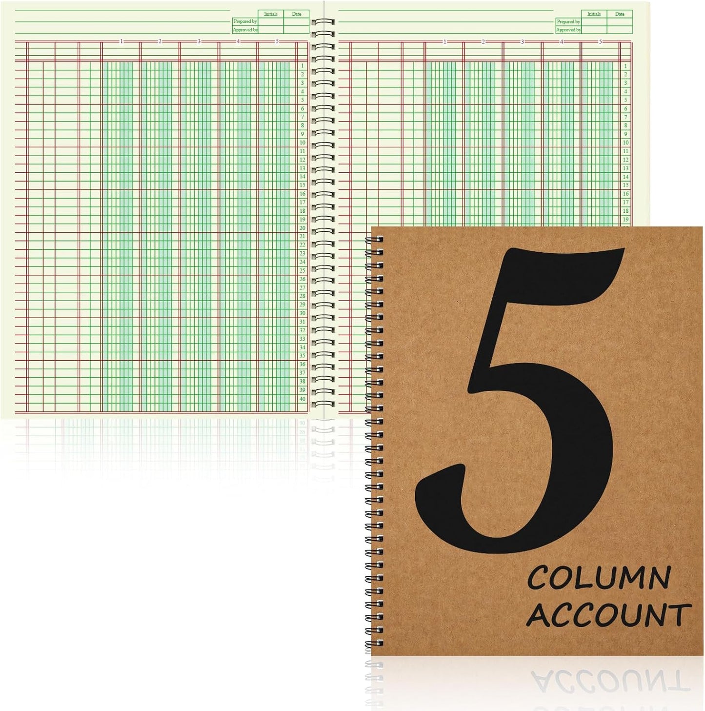 2 PCS 5 Column Ledger Book Accounting Ledger Paper Analysis Pad Financial Accounting Ledger 5 Column 8.5 * 11 Inches Log Book 5 Column 100 Pages for Bookkeeping Personal Use and Small Business
