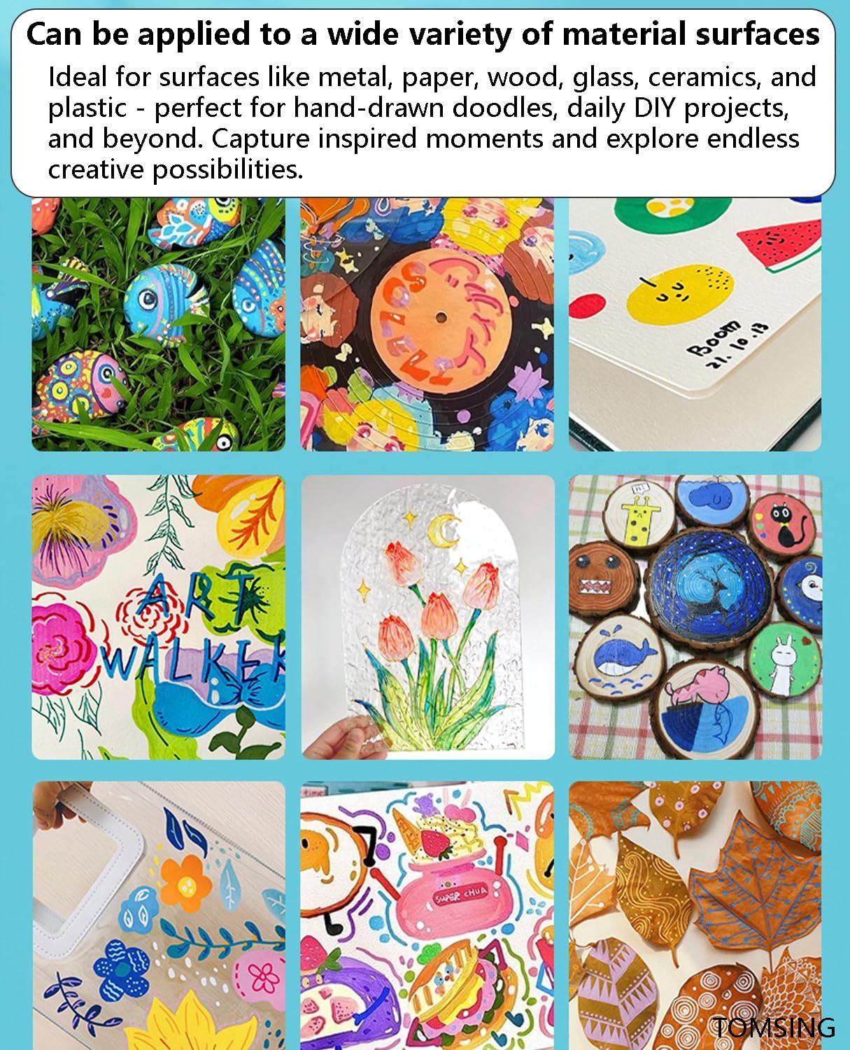 60 Brush Markers Pens,Water-based Ink and Quick-Drying,Painting Supplies Perfect for Plastic Sheets Fabric Bags Ceramics Stone Pottery Wood and Handmade Crafts（60 Colors）